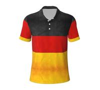KLJnmbb Polo da uomo traspirante con stampa bandiera della Germania, alla moda, a maniche corte, casual, ideale come regalo per la festa del papà, Nero , M