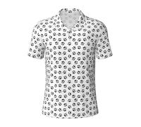 KLJnmbb Polo traspirante con stampa a zampa di cane da uomo elegante a maniche corte casual gite regali per la festa del papà, Nero , 3XL