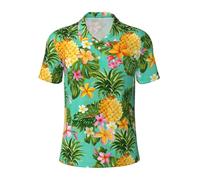KLJnmbb Polo traspirante con stampa di frutta tropicale ananas da uomo elegante a maniche corte casual gite regali per la festa del papà, Nero , 4XL