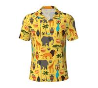 KLJnmbb Polo traspirante con stampa elefante africano da uomo elegante a maniche corte casual gite regali per la festa del papà, Nero , XXL