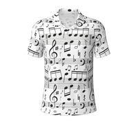 KLJnmbb Polo traspirante con stampa note musicali da uomo alla moda a maniche corte casual gite regali per la festa del papà, Nero , 3XL