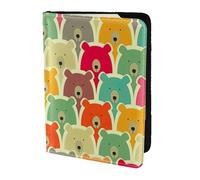 KLJnmbb Portadocumenti da viaggio con stampa orsi colorati, 14 cm, sicuro, compatto, elegante, per uomini e donne