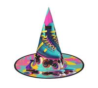 KLJnmbb Retro colorato pattini a rotelle stampa unisex Halloween strega cappello adulti e ragazzi cappello feste carnevale costumi cappelli