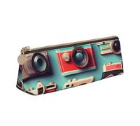 KLJnmbb Retro Cool Camera Collection Stampa Elegante Astuccio Grande Capacità Triangolo Pouch con Cerniera per Strumenti di Scrittura