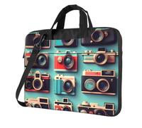 KLJnmbb Retro Cool Camera Collection Stampa Pratica Borsa Elegante e Protettiva Borsa per Laptop Versatile Borsa Morbida Per Donne Uomini, Nero , 15.6 inch