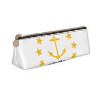 KLJnmbb Rhode Island State Flag Print Elegante astuccio grande capacità triangolo sacchetto con cerniera per strumenti di scrittura