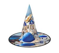KLJnmbb Santorini - Cappello da strega unisex con stampa dell'isola greca vista mare, per adulti e ragazzi, per feste di carnevale, costumi