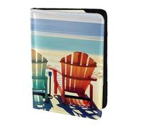 KLJnmbb Scena da spiaggia con sedie stampa 14 cm passaporto viaggio portadocumenti sicuro compatto elegante per uomini e donne