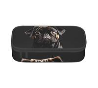 KLJnmbb Simpatico astuccio da viaggio con stampa di cane carlino, scala 2_00x, 20 x 5 x 9 cm, borsa funzionale per forniture per ufficio