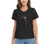 KLJnmbb Simpatico cane carlino nero-standard-scale-2_00x stampa casual maglietta da donna classica a maniche corte morbida adatta lavoro ufficio, Nero , S