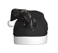 KLJnmbb Simpatico cappello di Natale nero con stampa di cane carlino standard scala 2_00x cappello natalizio per adulti costumi da Babbo Natale per feste di Natale