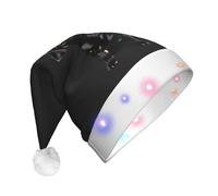 KLJnmbb Simpatico cappello di Natale nero con stampa di cane carlino standard-scale-2_00x per adulti con luci accessorio festivo per Capodanno forniture per feste
