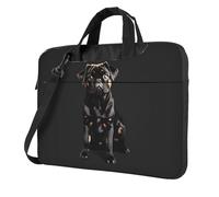 KLJnmbb Simpatico carlino nero - Standard-Scale-2_00x stampa borsa pratica elegante e protettiva borsa per computer portatile versatile borsa morbida per donne uomini, Nero , 15.6 inch