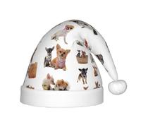 KLJnmbb Simpatico chihuahua carlino stampa ragazzi ragazze elfo cappello di Natale vacanze di Babbo Natale cappello festa accessori festa