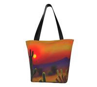 KLJnmbb Sunset Cactus in Deserto Stampa funzionale Borsa a tracolla Viaggi Spiaggia Borsa Alla Moda Borsa Quotidiano Vacanza Lavoro Uso Est