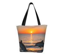 KLJnmbb tramonto delfini stampa funzionale borsa a tracolla viaggio spiaggia borsa alla moda borsa quotidiana vacanza lavoro uso estivo