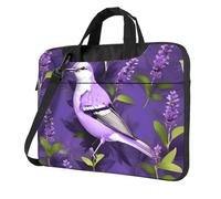 KLJnmbb Uccello In Viola Lavanda Floreale Fiori Stampa Pratica Borsa Elegante E Protettiva Borsa Per Laptop Versatile Borsa Morbida Per Donne Uomini, Nero , 15.6 inch