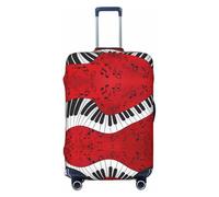 KLJnmbb Valigia elastica universale con stampa di pianoforte note musicali custodia protettiva per bagagli vacanza viaggio, Nero , L, Bagaglio a mano