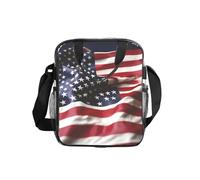 KLJnmbb Vigile del fuoco Bandiera Americana Stampa Grande Capacità Trasparente Borsa Pranzo Picnic Contenitore Scuola Ufficio Viaggi