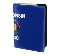 KLJnmbb Wisconsin - Portafoglio da viaggio con bandiera dello Stato, 14 cm, sicuro, compatto, elegante, per uomini e donne