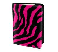 KLJnmbb Zebra Tiger Leopard Pink Print 14 cm passaporto viaggio portadocumenti sicuro compatto elegante per uomini e donne