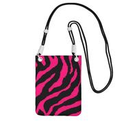 KLJnmbb Zebra, tigre, leopardo, rosa, con stampa, per donne e uomini, borsa a tracolla per cellulare, accessorio da viaggio, Nero , Taglia unica