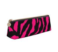 KLJnmbb Zebra, tigre, leopardo, rosa, elegante, astuccio triangolare di grande capacità, con cerniera, per strumenti di scrittura