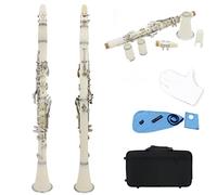 KLKL clarinetto 17-Key Clarinet B Flat ABS Pulsanti Nichel-placcati A Doppia Botte Clarinetto in Metallo con Accessori Woodwind Strumento Musicale Bianco