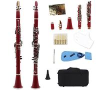 KLKL clarinetto 17 Keys Clarinet BB B Strumento Professionale Professionale Piatto Addominali Clarinetto Tubo in Resina con Parti di Strumenti Musicali A Canna con Scatola (Color : Crimson)