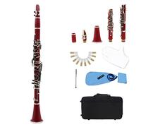 KLKL clarinetto Clarinetto ABS 17. Chiave BB. Clarinetto Binoculare Soprano Soprano con Guanti di Stoffa di Pulizia 10 Canne per Cacciavite Cassa in Legno (Color : Crimson)