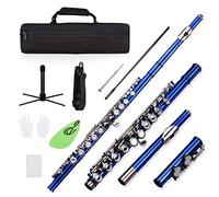 KLKL Foro Chiuso C Flute 16 Tasti Cupronickel Strumento di Vento Nichelato Cupronick con Custodia da Trasporto Stand Flauto Altri Accessori Flauto Studenti (Color : Dark Blue)