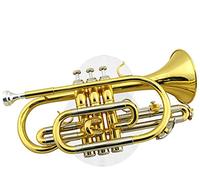 KLKL Trombe Standard Cornetto in Ottone Professionale con Vernice Oro B Strumento A Cornetto Tromba Piatto con Custodia Rigida