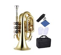 KLKL Trombe Standard Professionale Pocket Tromba in SIB Tono Ottone Strumento A Fiato con Boccaglio Guanti Custodia Rigida Panno Brush Grasso