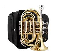 KLKL Trombe Standard Tromba Tascabile in Ottone Si Bemolle Professionale Strumento A Fiato Cornetta Laccato Oro