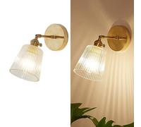 KlkrzJwy Applique Da Parete In Vetro Vintage, Lampada Da Parete Girevole, Lampada Da Parete In Ottone Con E27 3000K, Apparecchi Di Illuminazione Da Parete Dorati Per Soggiorno, Camera Da Letto