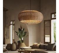 KlkrzJwy Lampada a Sospensione in Rattan Intrecciato a Mano E27 Luci a Soffitto Lampadario da Fattoria Regolabile Vintage per Corridoio