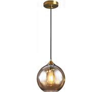 KlkrzJwy Lampada a Sospensione in Vetro sferico, Lampada a Sospensione a soffitto a Globo con placcatura Semplice retrò Industriale, lampadario da Camera da Letto per Sala da Pranzo con Isola Cucina