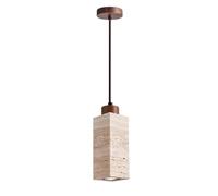 KlkrzJwy Lampada a Sospensione Paralume in Pietra Naturale Lampadario Quadrato Altezza Regolabile Barra a LED Lampada a Sospensione a soffitto Lampade a Sospensione Vintage per Soggiorno