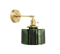 KlkrzJwy Lampada da parete vintage con paralume in vetro verde, applique da comodino, applique da parete girevole, lampada decorativa da parete per hotel con base E26 per cucina a soppalco