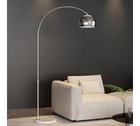 KlkrzJwy Lampada da Terra ad Arco da 70,9" Lampada da Terra Regolabile Lampada da Terra Moderna con Paralume a Campana Cromato Lampada da Lettura Che Protegge Gli Occhi Argento per la casa