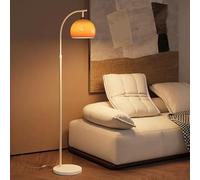 KlkrzJwy Lampada Da Terra Nordica In Vetro Arancione, Arco Regolabile, Base In Marmo, Globo In Vetro, Alta, Dimmerabile E26, Ideale Per Soggiorno, Zona Divano, Studio, Camera