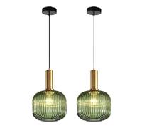 KlkrzJwy Lampadario Moderno in Vetro Verde Regolabile in Altezza Lampada a Sospensione a soffitto a 1 Luce E27 Lampada a Sospensione Vintage per Cucina, Sala da Pranzo, Soggiorno (20 cm)