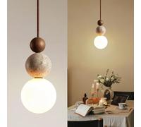 KlkrzJwy Lampade a Sospensione in travertino Giallo Nordico Lampada a Sospensione in Vetro Wabi-sabi Lampadario a Sospensione da Comodino Illuminazione a LED 3000K per Camera da Letto