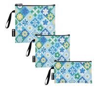 KLL 3 sacchetti riutilizzabili per panini e snack con fiori di ciliegio blu giapponesi, sacchetti multiuso per alimenti, per lavoro, ufficio, viaggi, picnic