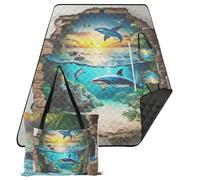 KLL 3d Hole Bianco Parete Oceano Animale Squalo Impermeabile Coperta Esterna Morbido Escursionismo Pieghevole Coperta da Picnic per Erba Regalo di Estate cobija para la playa