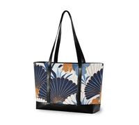 KLL A forma di ventaglio Motivo Floreale Bianco Blu Art Deco Style Borsa Portatile con cerniera con cerniera donna tote Grande Borsa per palestra con bolsos secret para mujeres
