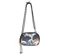 KLL A forma di ventaglio Motivo Floreale Bianco Blu Art Deco Style Donne Borse Crossbody Mens Pratico con Slot per Carte di Credito Borse Go Shopping