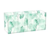 KLL Acquarello astratto verde menta crema bianco acrilico matite tazze per scrivania 4 scomparti porta pennelli in plastica trasparente per vanità per camera da letto accessorio ufficio
