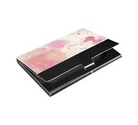 KLL Acquerello Astratto Splash-Ink Pesca Slim Porta Biglietti da Visita con Pelle e Acciaio Inox Porta Carte per Incontro di Lavoro Uso portatarjetas para Hombre