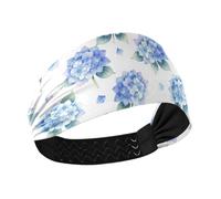 KLL Acquerello Floreale Blu Ortensie Fiore Raffreddamento Grandi Fasce per le Donne Elastiche Del Sudore per Allenamenti Tennis Uso quotidiano